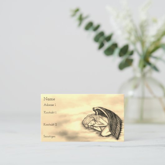 Een slapende engel op de hemel wolkt het gouden on visitekaartje (Staand voorkant)