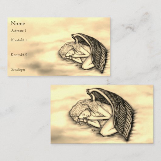 Een slapende engel op de hemel wolkt het gouden on visitekaartje (Voorkant / Achterkant)