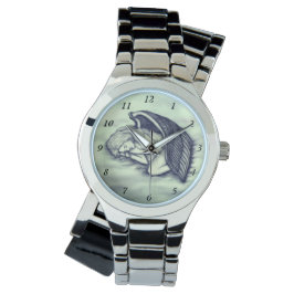 Een slapende engel op de hemelwolken in groen horloge