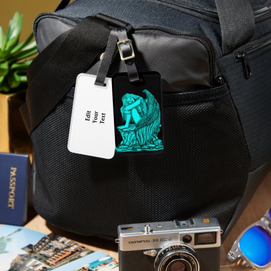 Een slapende engel op de steen bagagelabel (Voorkant /achterkant)