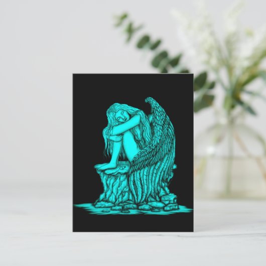 Een slapende engel op de steen briefkaart (Staand voorkant)