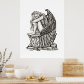 Een slapende engel op de steen poster (Keuken)