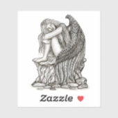 Een slapende engel op de steen sticker (Vel)