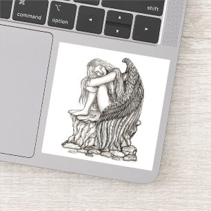 Een slapende engel op de steen sticker