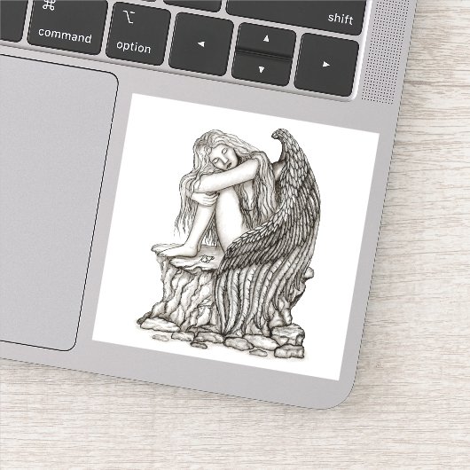 Een slapende engel op de steen sticker (Detail)