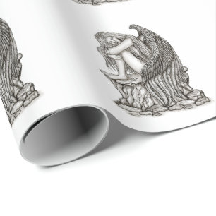 Een slapende engel op de Stone Cadeaupapier