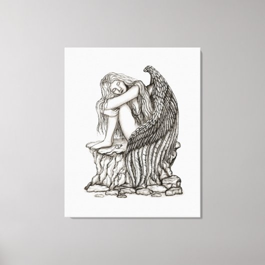 Een slapende engel op de Stone Canvas Afdruk (Voorkant)
