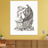 Een slapende engel op de Stone Canvas Afdruk (Insitu (Woonkamer))