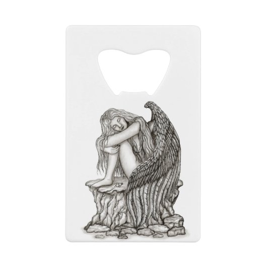 Een slapende engel op de Stone Creditkaart Flessenopener (Voorkant)