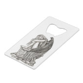 Een slapende engel op de Stone Creditkaart Flessenopener (Achterkant Gekanteld)