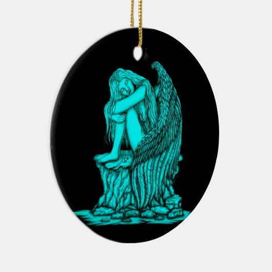 Een slapende engel op de Stone Keramisch Ornament (Rechts)