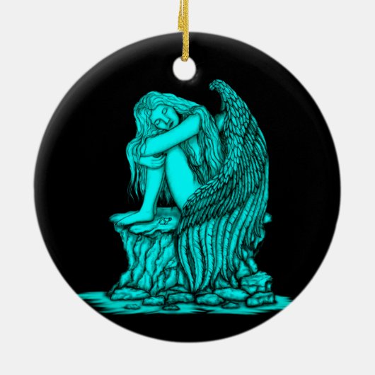 Een slapende engel op de Stone Keramisch Ornament (Achterkant)