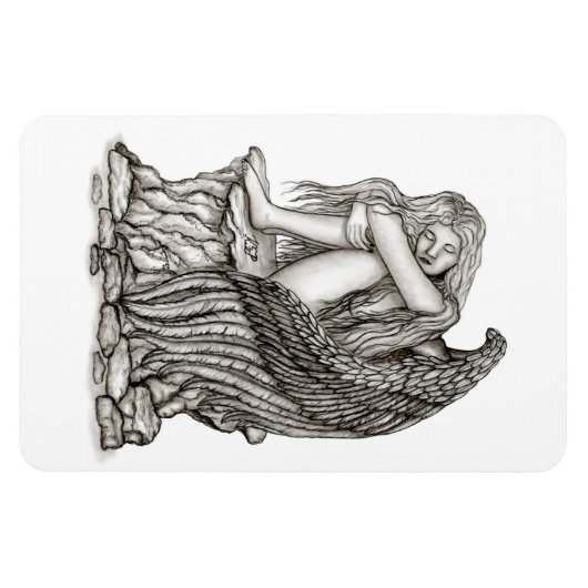 Een slapende engel op de Stone Magneet (Horizontaal)