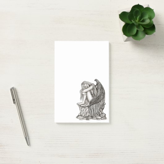 Een slapende engel op de Stone Post-it® Notes (Kantoor)