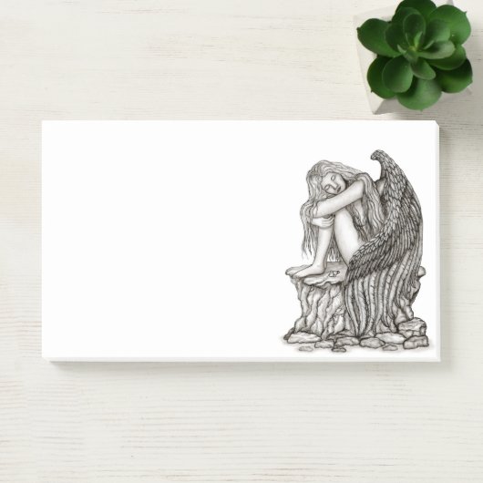 Een slapende engel op de Stone Post-it® Notes (Kantoor)