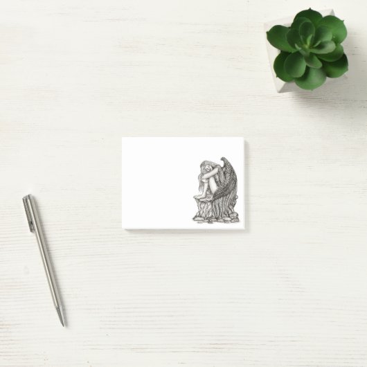 Een slapende engel op de Stone Post-it® Notes (Kantoor)