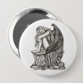 Een slapende engel op de Stone Ronde Button 4,0 Cm (Voorkant /achterkant)