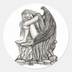 Een slapende engel op de Stone Ronde Sticker