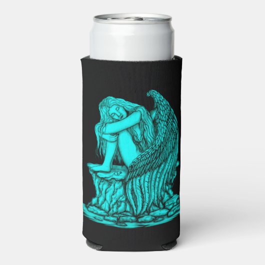 Een slapende engel op de Stone Seltzer Blikjeskoeler (Seltzer Achterkant)