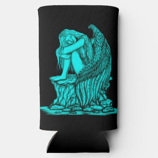 Een slapende engel op de Stone Seltzer Blikjeskoeler (Achterkant)