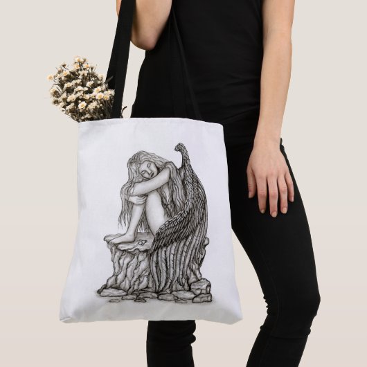 Een slapende engel op de Stone Tote Bag (Dichtbij)
