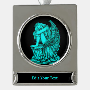 Een slapende engel op de Stone Verzilverd Banner Ornament