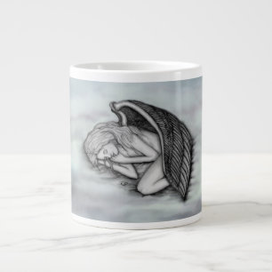 Een slapende engel op de wolken van de hemel grote koffiekop