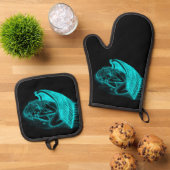 Een slapende engel ovenwant & pannenlap set (Top down)