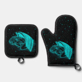 Een slapende engel ovenwant & pannenlap set (Voorkant)