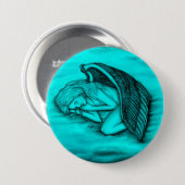 Een slapende engel ronde button 7,6 cm (Voorkant /achterkant)