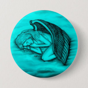 Een slapende engel ronde button 7,6 cm