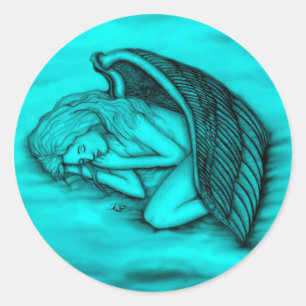 Een slapende engel ronde sticker