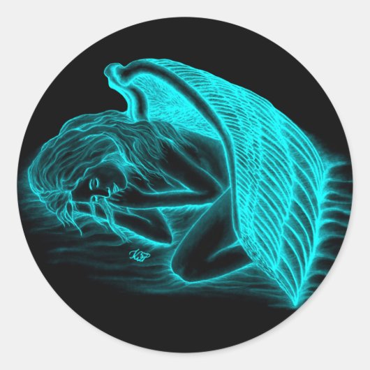 Een slapende engel ronde sticker (Voorkant)