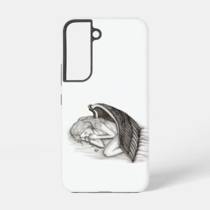 Een slapende engel, zwart-wit ontwerp samsung galaxy hoesje