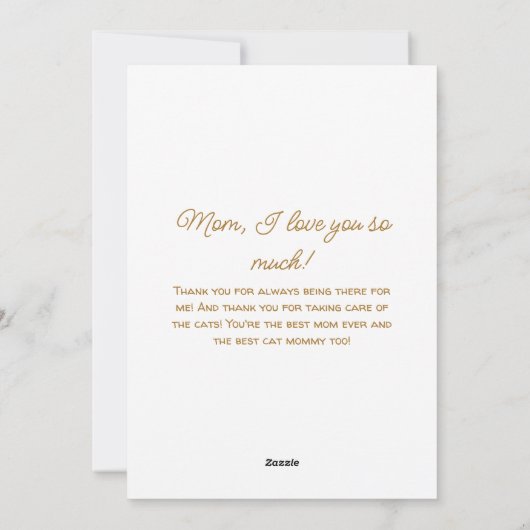 Een slapende kat in het midden van de bloemen feestdagenkaart (Achterkant)