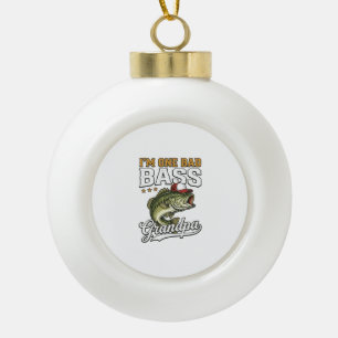 Één slechte baars grootvader vissen vintage vector keramische bal ornament