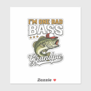 Één slechte baars opa vissen vintage vector ontwer sticker