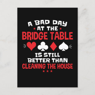Een slechte dag bij het Bridge Table Funny Card Ga Briefkaart