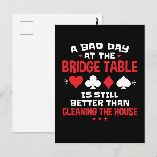 Een slechte dag bij het Bridge Table Funny Card Ga Briefkaart (Voorkant / Achterkant)