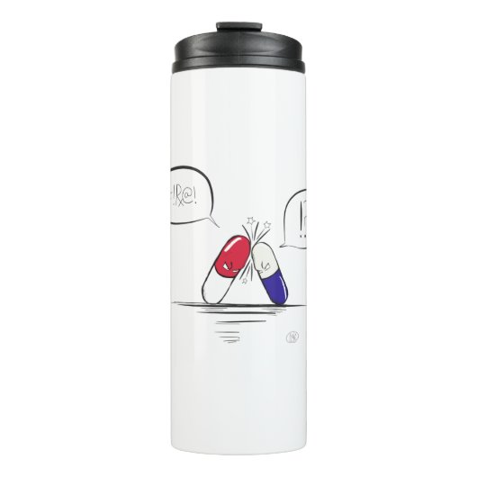 een slechte geneesmiddelinteractie, thermosbeker (Voorkant)