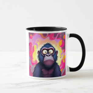 Een slechte gorilla met zijn vreemde hoofd. mok