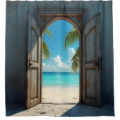 Een sleutelgat uitzicht van het Caribische strand Douchegordijn (Voorkant)