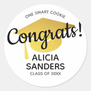 Één Slimme Congraties van het Koekje aan Afstudere Ronde Sticker