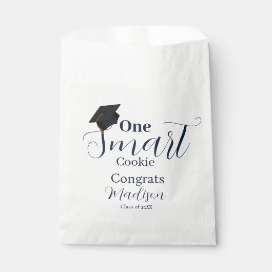Een slimme cookie navy blauw afstudeerfeest bedankzakje (Voorkant)