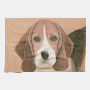Een slimme hond. pasta theedoek
