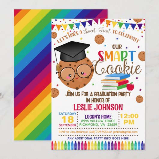 Een Slimme Koekjesbakker Afstudeer Uitnodiging (Voorkant / Achterkant)