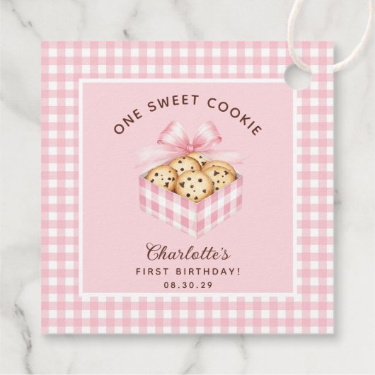 Een slimme koekjesmeisjes eerste verjaardag bedankjes labels (Achterkant)