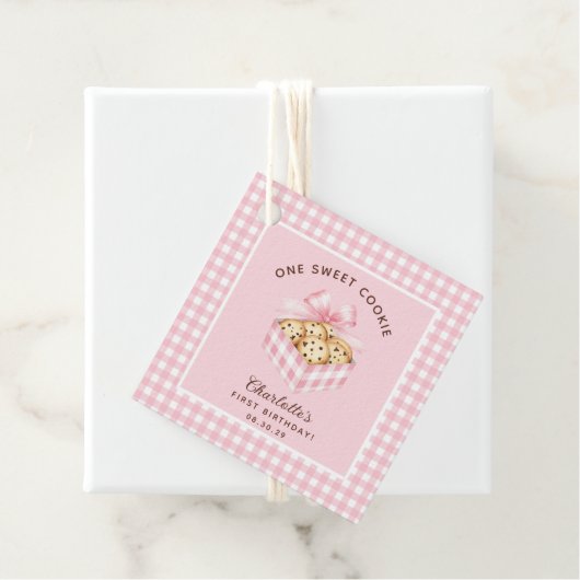 Een slimme koekjesmeisjes eerste verjaardag bedankjes labels (In situ)