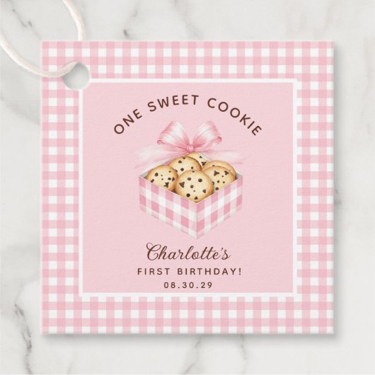 Een slimme koekjesmeisjes eerste verjaardag bedankjes labels (Voorkant)