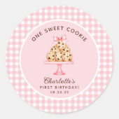 Een slimme koekjesmeisjes eerste verjaardag ronde sticker (Voorkant)